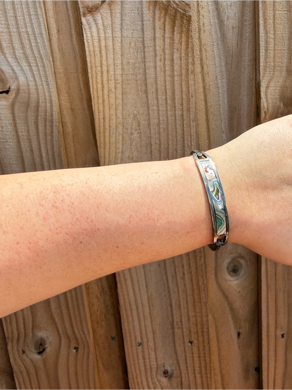 Handcrafted Silver Bracelet with abalone Inlay